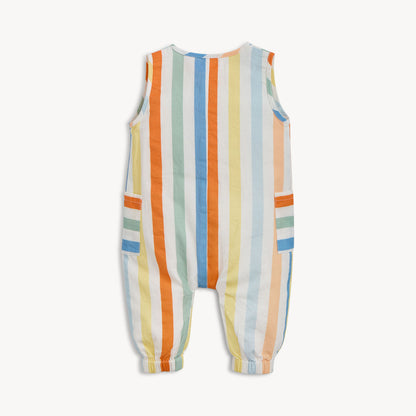 Multi Stripe Woven Sleeveless Pant Romper