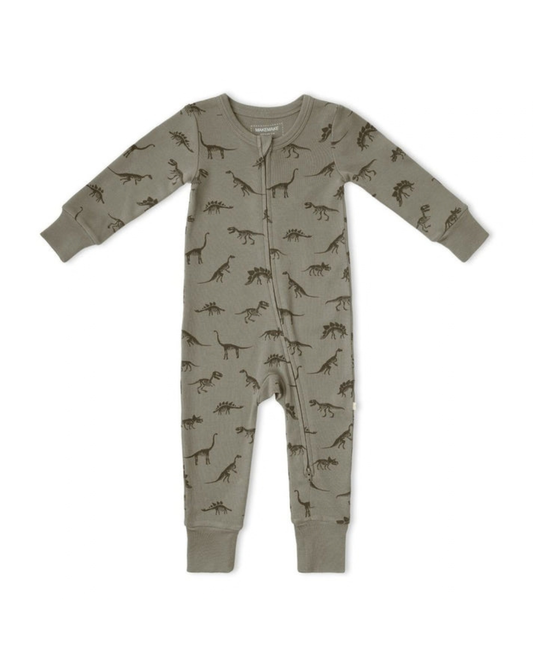 Organic 2-Way Zip Romper - Dinos