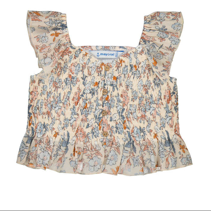 Salmon Printed Bambula Top