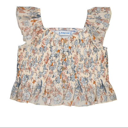 Salmon Printed Bambula Top
