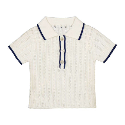 Crochet White Baby Polo