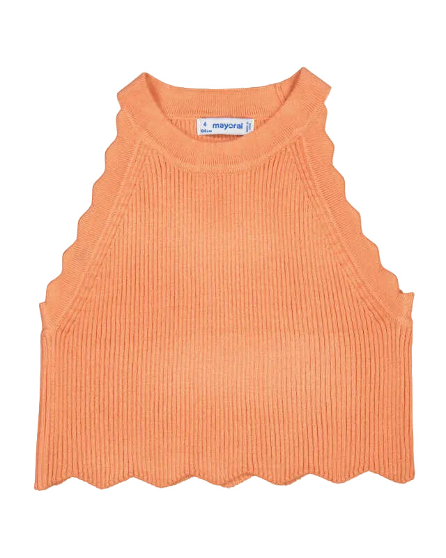 Peached Scalloped Crochet Knit Top