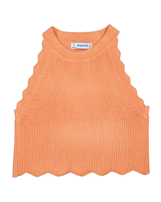 Peached Scalloped Crochet Knit Top