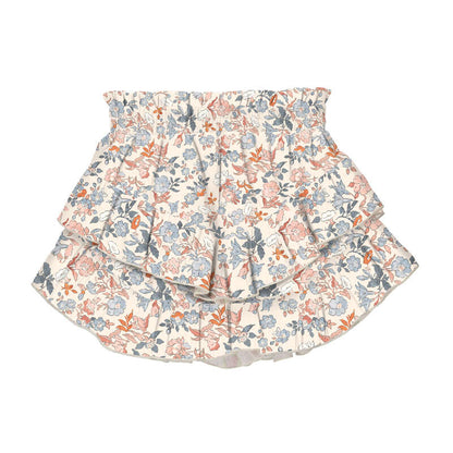 Salmon Floral Ruffled Skirt