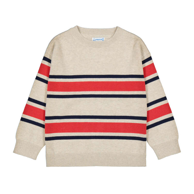Tomato and Navy Striped Sweater
