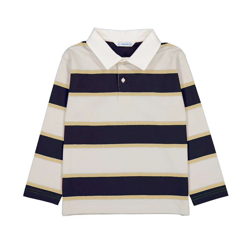 Golden and Navy Long Sleeve Polo