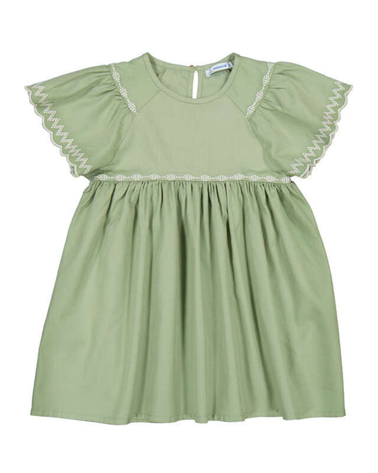 Moss Scalloped Embroidered Dress