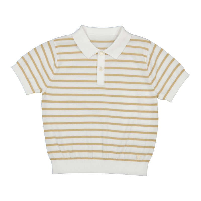 Cream and Brown Striped Polo