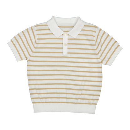 Cream and Brown Striped Polo