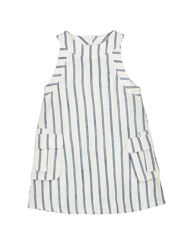 Porcelain and White Striped Dress