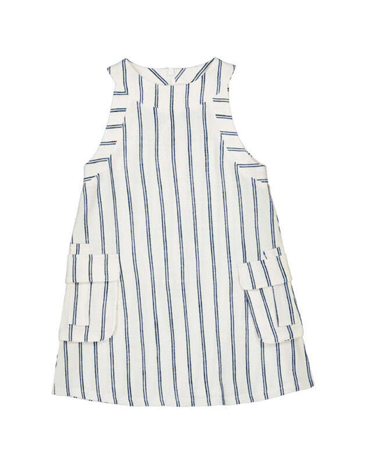 Porcelain and White Striped Dress