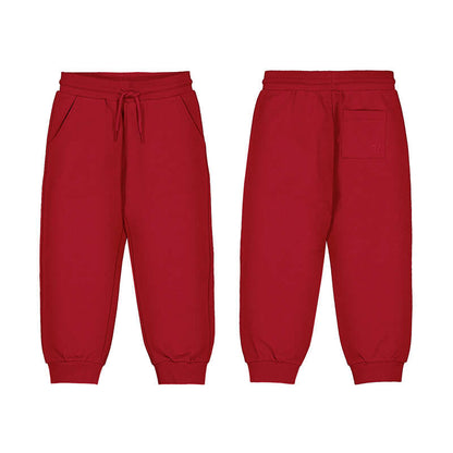 Basic Cuffed Fleece Trousers- Red