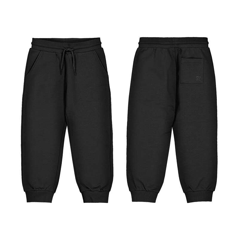 Basic Cuffed Fleece Trousers- Black