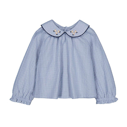 Textured Woven Blouse- Light Blue