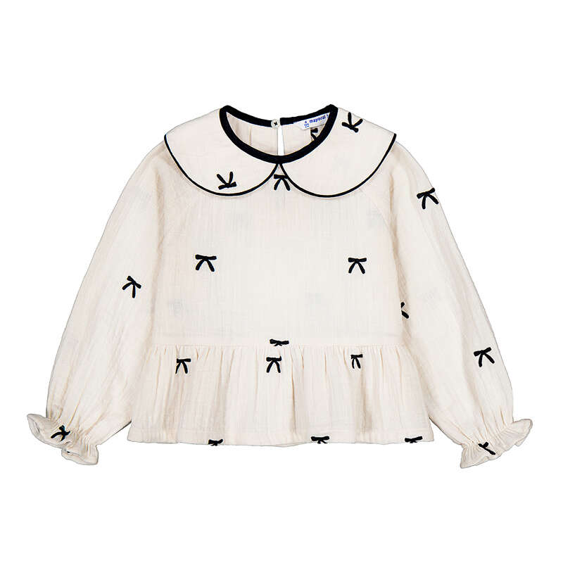 Embroidered Blouse Bows- Blacksoy