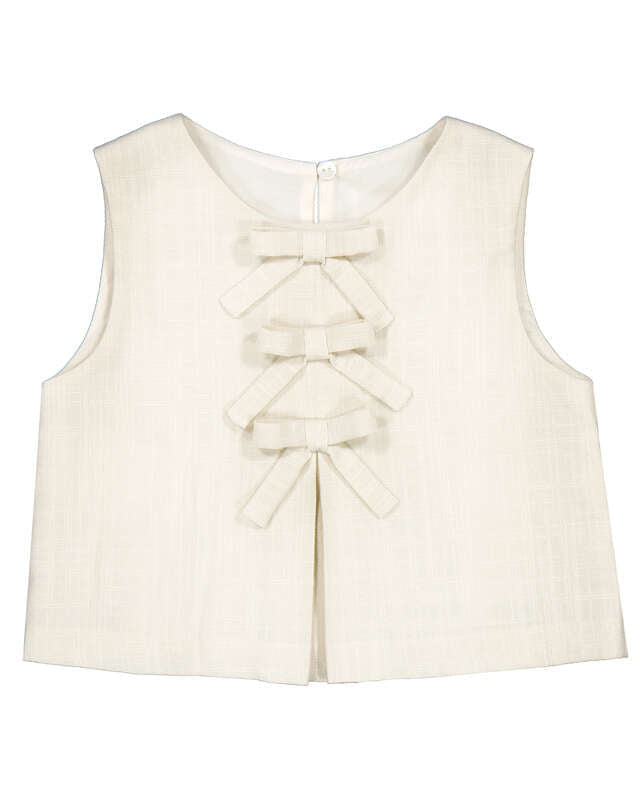 Bone Sleeveless Bow Top