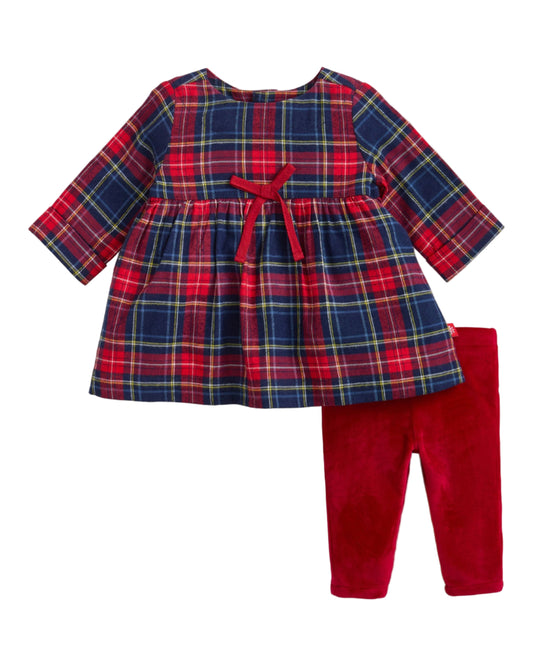 Holiday Plaid Flannel Dress with Legging