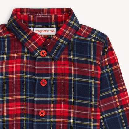Holiday Plaid Flannel Henley Shirt and Pants