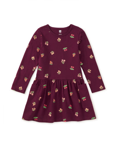 Long Sleeve Pocket Dress- Midnight Posy