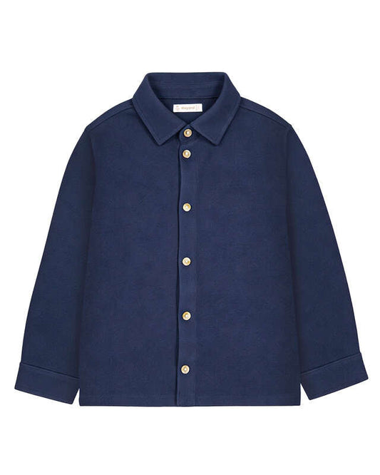 Long-Sleeve Pique Knit Shirt- Shadow