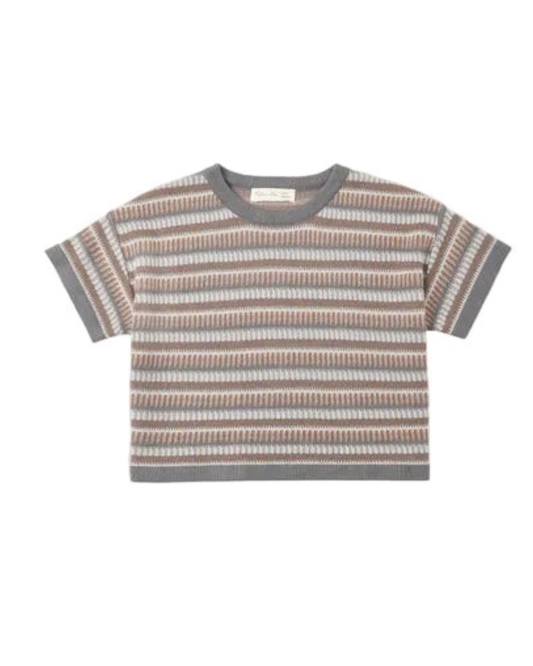 Multi Stripe Boxy Knit Crop Tee