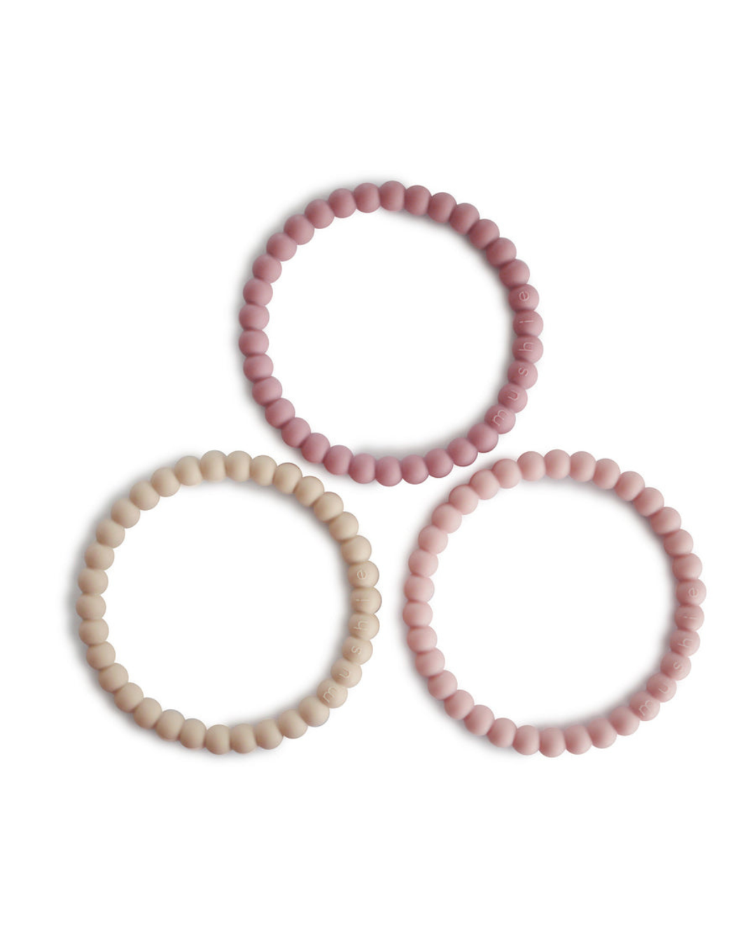 Pearl Teether Bracelet- Linen/Peony/Pale Pink