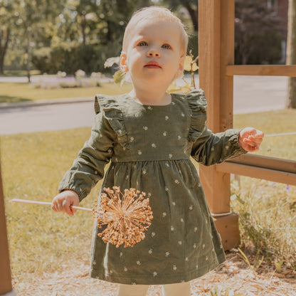 2 Pc Set: Dress Woven & Tights knit- Green DK