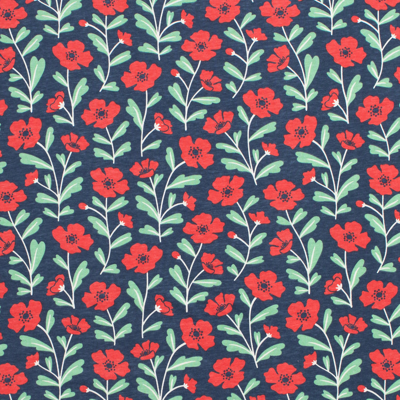 Madison Dress- Poppies Navy