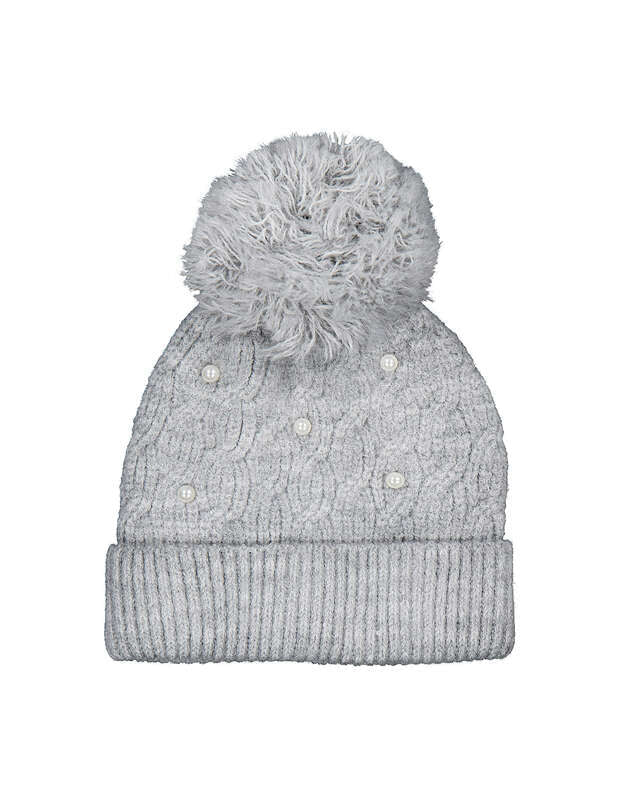 Pearl Knit Hat- Mix Gray