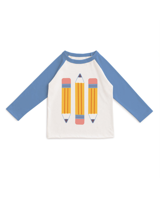 3/4 Sleeve Baseball Tee- Pencils