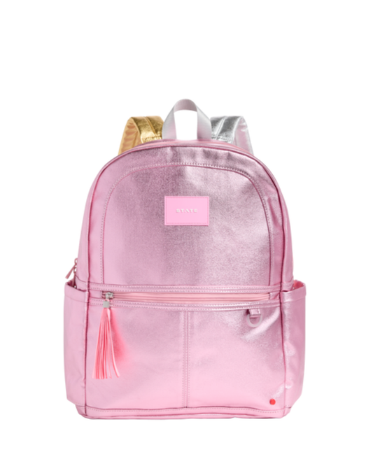 Kane Double Pocket Backpack- Pink/Silver