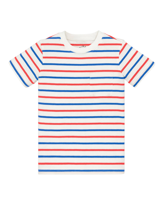 Pocket Red and Blue Striped Shirt