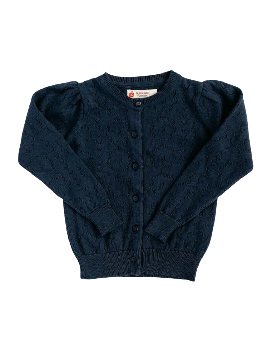 Pointelle Navy Floral Cardigan