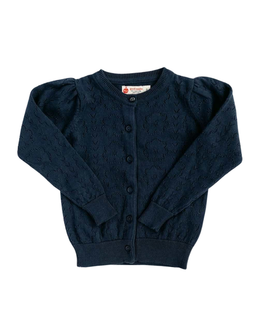 Pointelle Navy Floral Cardigan
