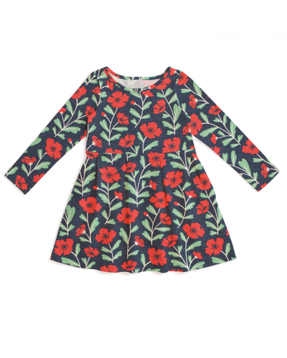 Madison Dress- Poppies Navy