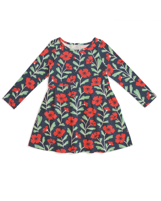 Madison Dress- Poppies Navy