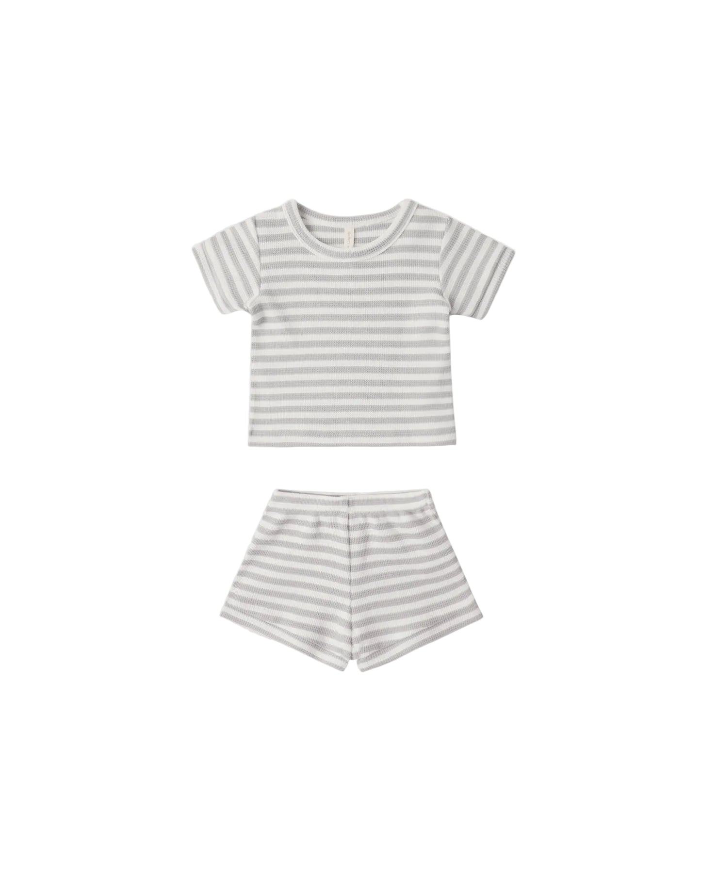 Sage Stripe Waffle Shortie Set