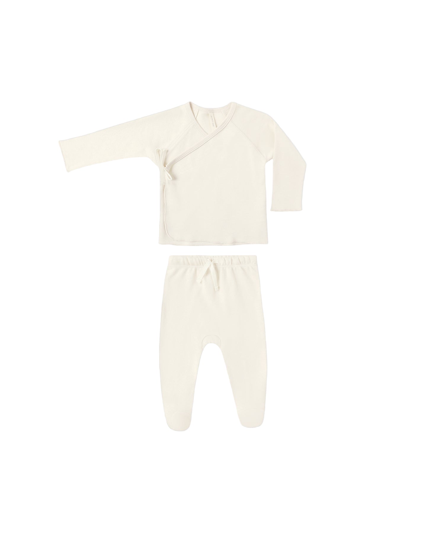 Ivory Basics Wrap Top + Footed Pant Set