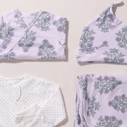 Nesting Box Baby Take Home Set- Floral Blockprint