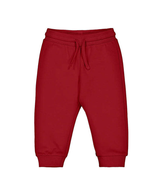 Basic Cuffed Fleece Trousers- Red