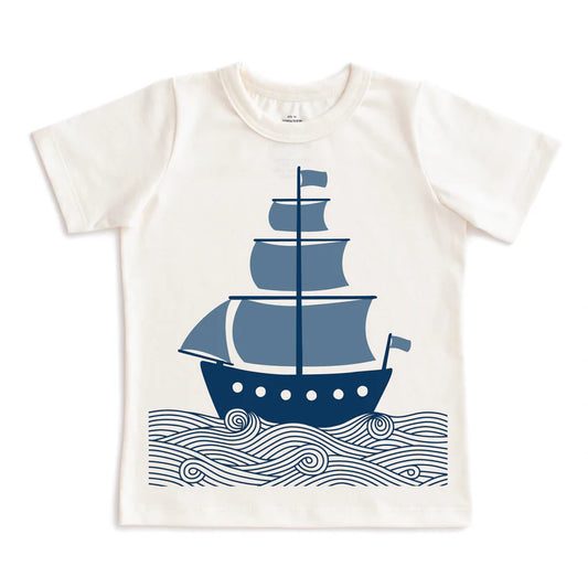 Short-Sleeve Graphic Tee- Sailboat Natural