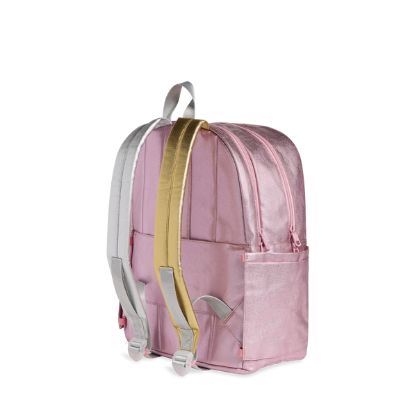 kane Double Pocket Backpack- Pink/Silver