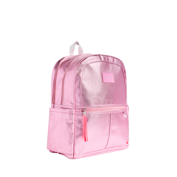 kane Double Pocket Backpack- Pink/Silver