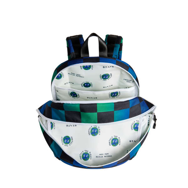 Kane Double Pocket Backpack- Blue Gradient Diagonal Zipper