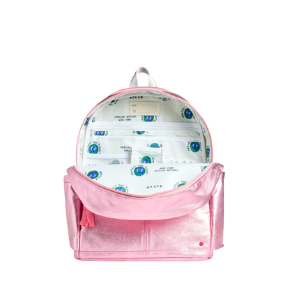 kane Double Pocket Backpack- Pink/Silver
