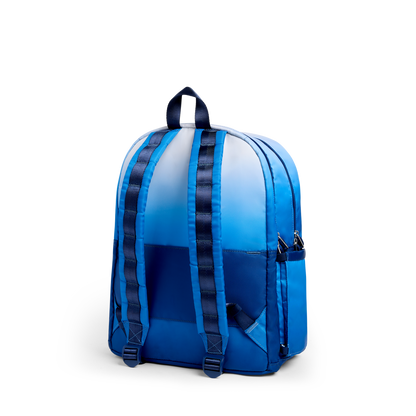 Kane Double Pocket Backpack- Blue Gradient Diagonal Zipper