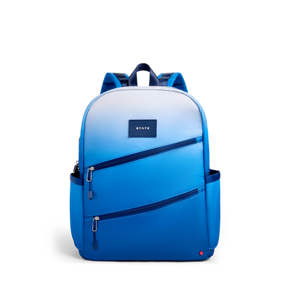 Kane Double Pocket Backpack- Blue Gradient Diagonal Zipper