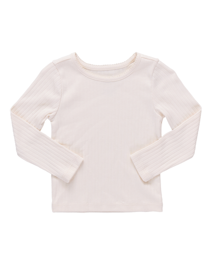 Seesaw Long Sleeve Rib T-shirt- Cream