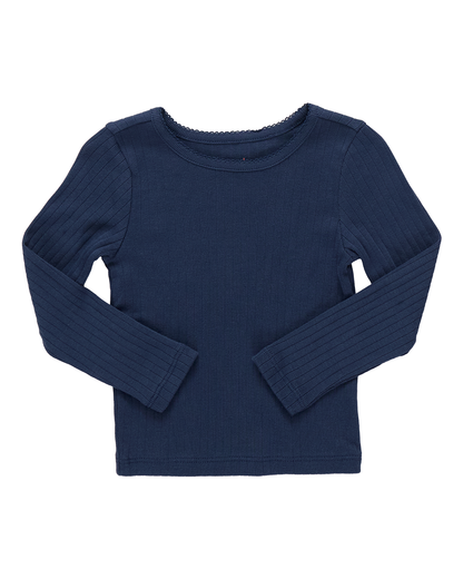 Seesaw Long Sleeve Rib T-Shirt- Navy