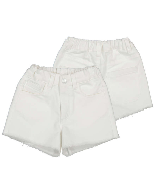 White Basic Twill Shorts